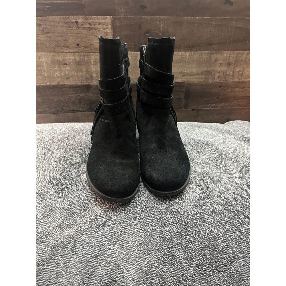 Western Boho Koolaburra by UGG Women Black Suede Fringe Ankle Boots Size 7 - Picture 3 of 8